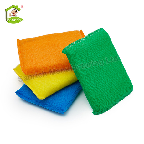 New Style Kitchen Plastic Mesh Dish Washing Scrubber Sponge Scouring Pad 4pcs/set