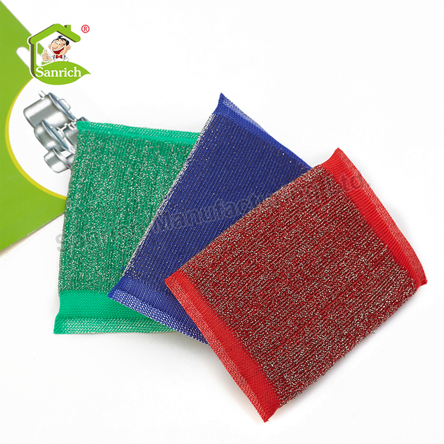 Stainless Steel Wire Mesh Sponge Scrubber For Dishes Non-Scratch Heavy Duty Kitchen Cleaning Metal Sponge