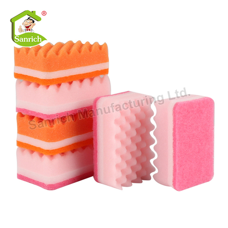 Household Cleaning Tools Wave Shape Durable Kitchen Abrasive Sponge Pad for Cleaning And Kitchen Use