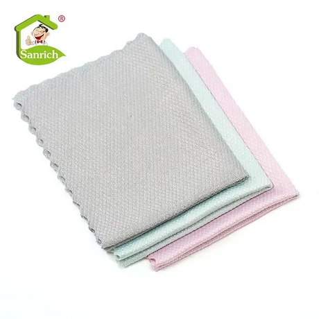 Household Microfiber High Quality Traceless Fish Scale Reusable Cleaning Cloth Kitchen Towel
