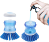 Kitchen Dishwashing Brush Scrubber Cleaning Cleaner Dish Soap Brush Grips Press Soap Dispensing Palm Brush