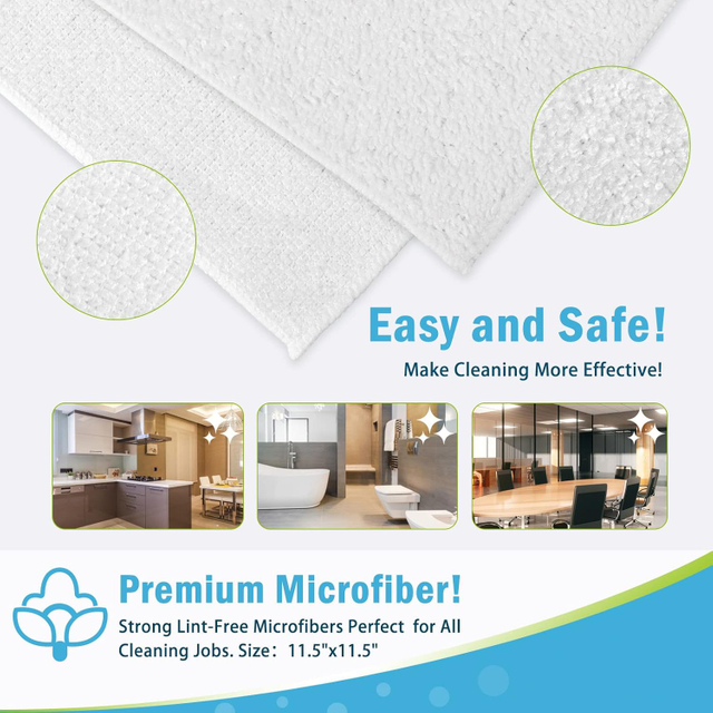 High White Microfiber Rag Multi-Functional Kitchen Scouring Pad Dish Cloth for Dishwashing and Car Wiping Plain Style