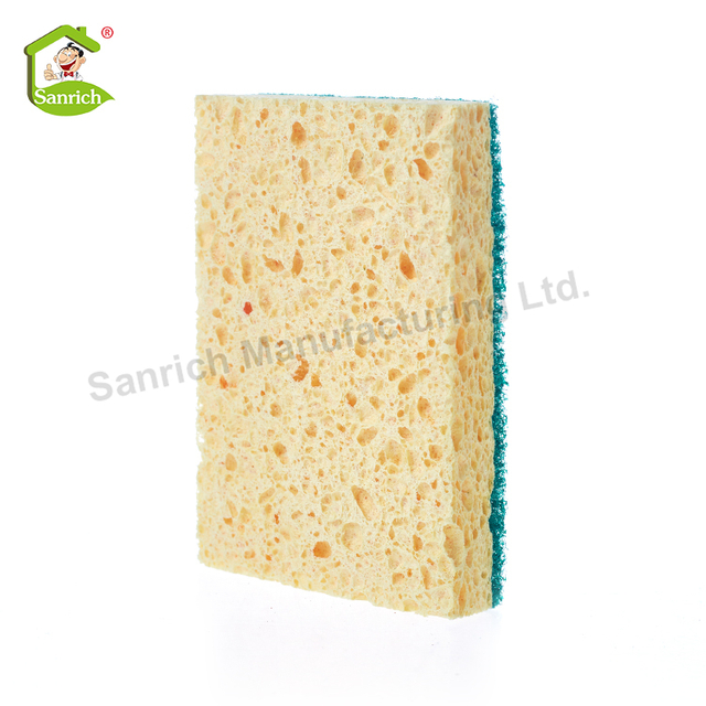 Eco Friendly Biodegradable Kitchen Cleaning Non Woven Fabric Cellulose Sponge Pad Wood Pulp Cotton Sponge