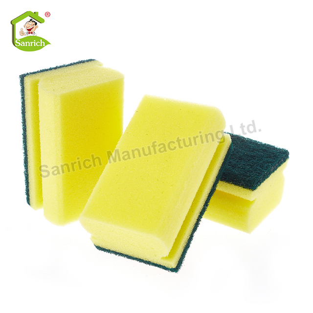 Abrasive Polyester Nylon Eco Friendly Thick Kitchen Dish Pan Pot Washing Cleaning Scrub Sponge with Scouring Pad