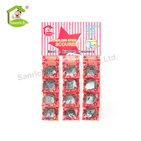 Cheap Price Adhesive Stainless Steel Scrubber Metal Ss Wire Mesh Pot Cleaning Ball Scourer For Kitchen