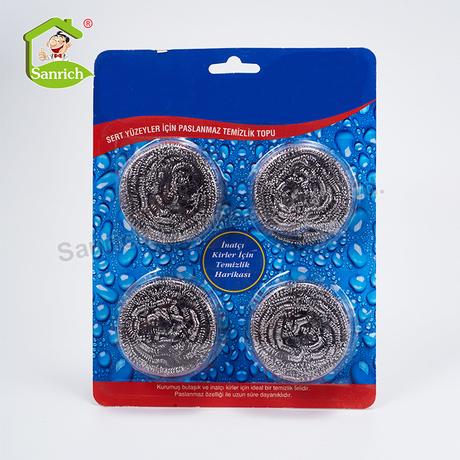 Wholesale 4pcs Kitchen Dishwash Cleaning Stainless Steel Mesh Scourer 18gr