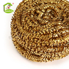 Kitchen Recyclable Metal Cleaning Ball Copper Brass Coated Mesh Wool Solder Wire Scourer Spiral Stainless Steel Scrubber 30g