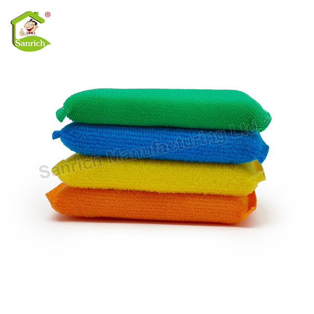 New Style Kitchen Plastic Mesh Dish Washing Scrubber Sponge Scouring Pad 4pcs/set