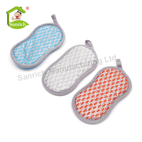 Double Sided Kitchen Cleaning Microfiber Dish Sponge Heavy Duty Scouring Non-Scratch Multi-Surface Multi-Purpose Scrub Sponges