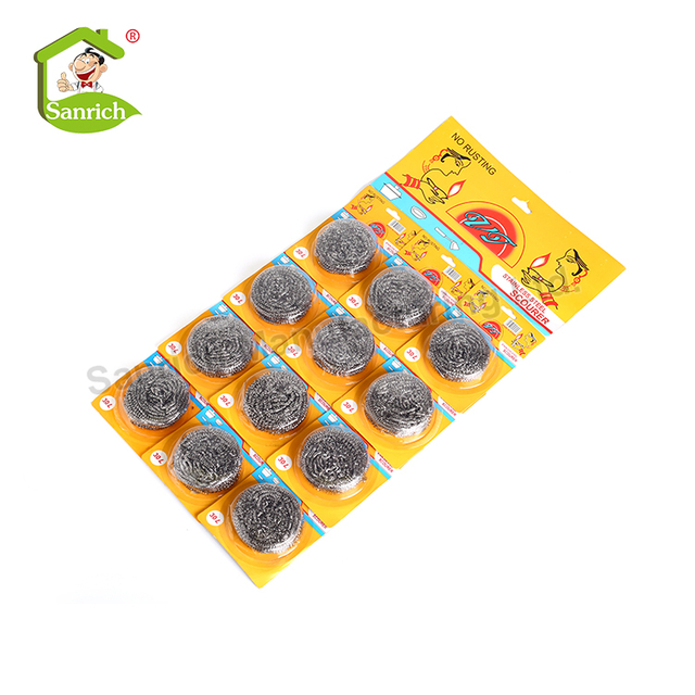 410 Stainless Steel Wool Compostible Pan Scourers Kitchen Pot Cleaner Metal Mesh Scrubber for Dishes