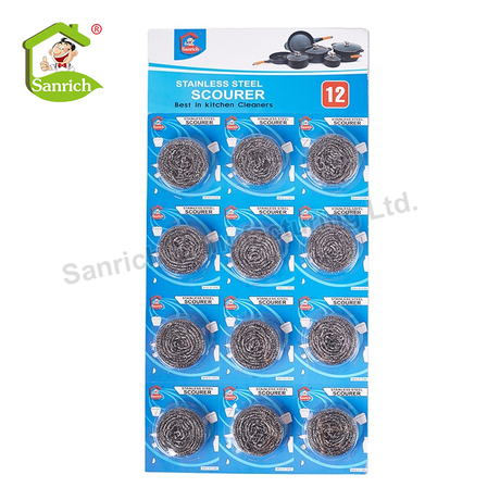 Stainless Steel 410 Scrubber / Kitchen Metal Scourer Scrubber Dish Wash Steel Wire Ball Pot Cleaning Ball 15g In Blister Packaging