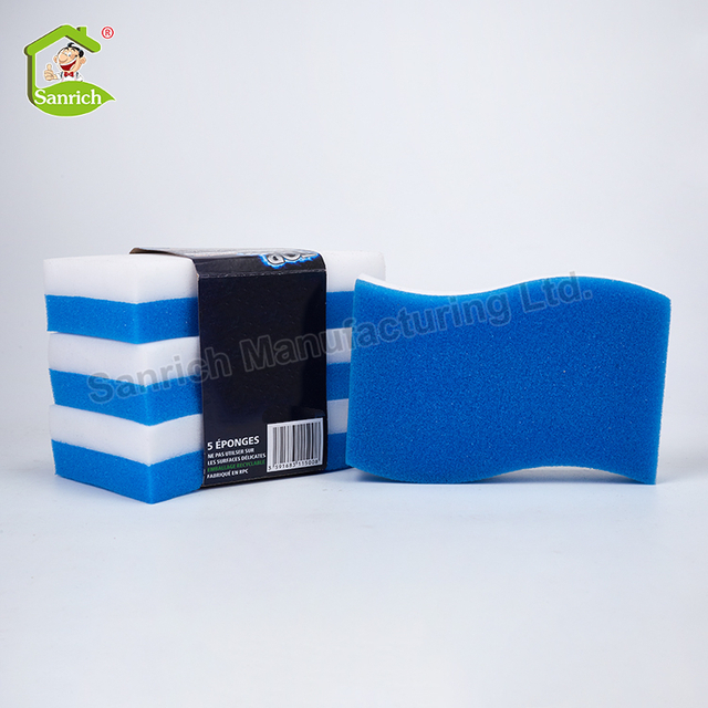 High Density White And Blue Kitchen Dish Washing Nano Magic Eraser Foam Melamine Sponge for Back Pot Cleaning