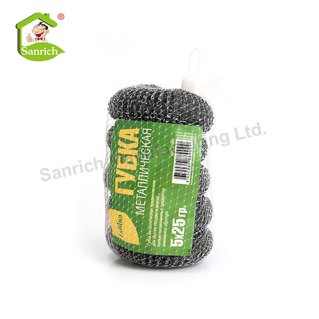 Kitchen Utensils SS 410 Scrubber Household Galvanized Iron Stainless Steel Wire Mesh Pot Spiral Metal Scourer
