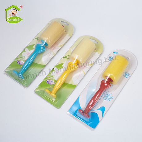 Long Handle Sponge Brush Decontamination Cleaning Baby Bottle Brush Vertical Kitchen Bottle Cup Brush With Stand