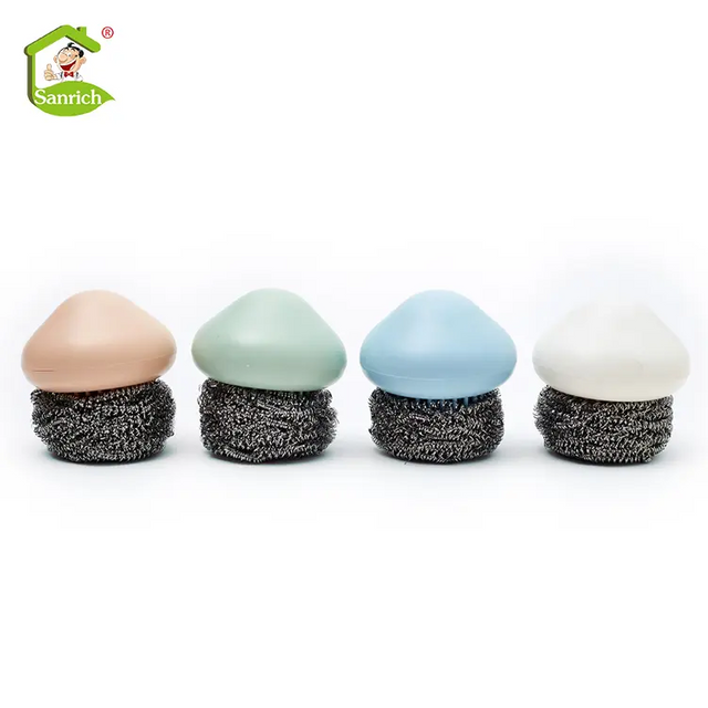 Factory Stainless Steel Scourer Kitchen Scrubber Dish Cleaning Ball with Handle
