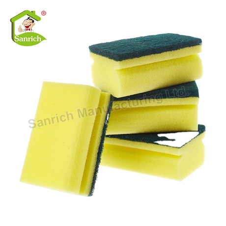 Abrasive Polyester Nylon Eco Friendly Thick Kitchen Dish Pan Pot Washing Cleaning Scrub Sponge with Scouring Pad