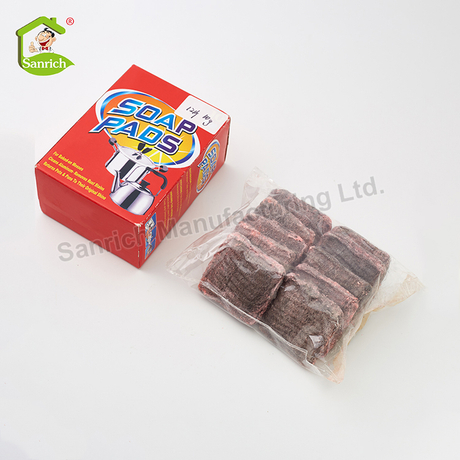 Wholesale Cleaning Steel Wool Scrubber Scrubbing Metal Scouring Pad Cheap Kitchen Cleaning Soap Pad for Dish Washing
