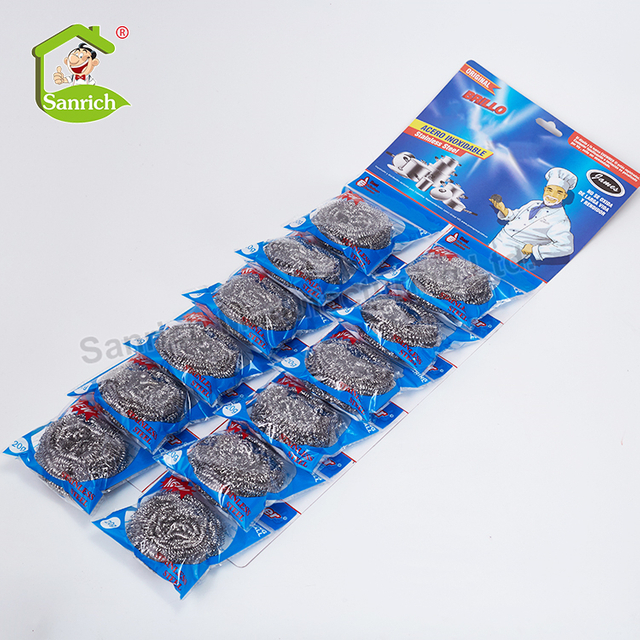 High Quality Kitchen Cleaning 410 Stainless Steel Wire Scourer 12PCs Dish Washing Pot Wire Scrubbers