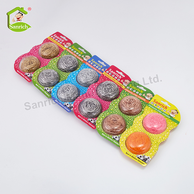 Multi-purpose Wire Wool Pot Scourer Scrubber for Cleaning Bowl Pot Stainless Steel Spiral Wire Scourer Ball Kitchen Scrubber