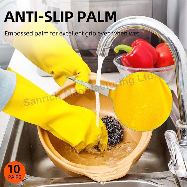 The Kitchen Wash Crockery Dishes Bowls Long Latex Gloves for Dishwashing Professional