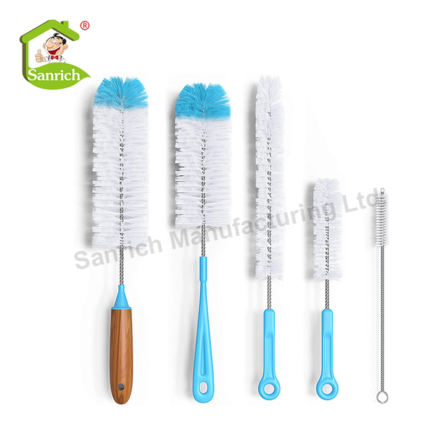 5 Pack Bottle Cleaning Brush Set Long Handle Bottle Cleaner for Washing Narrow Wine Beer Bottles