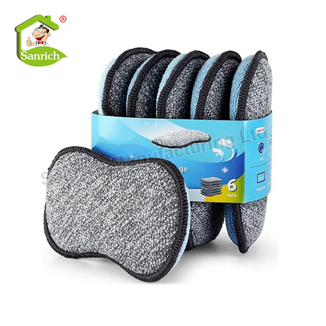 Heavy Duty Non-Scratch Microfiber Along Effortless Cleaning of Dishes Multi-Purpose Magic Scrub Sponges for Kitchen