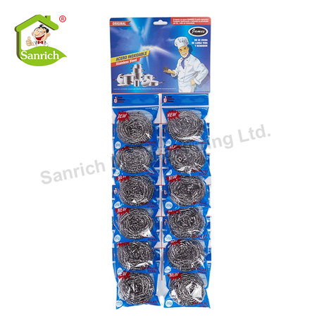 High Quality Kitchen Cleaning 410 Stainless Steel Wire Scourer 12PCs Dish Washing Pot Wire Scrubbers