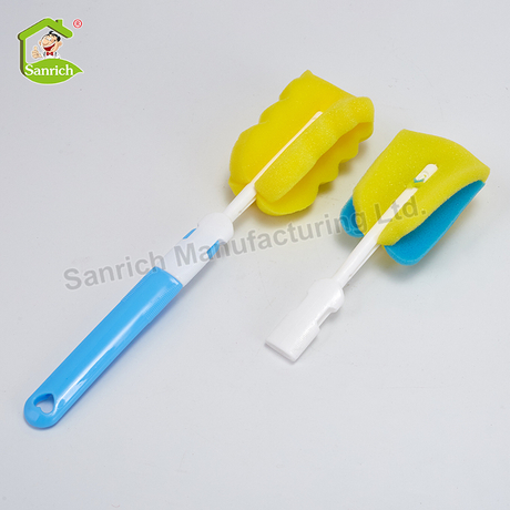 Kitchen Accessories Baby Bottle Sponge Cleaning Brush Long Plastic Handle Water Bottle Cup Washing Sponge Brush