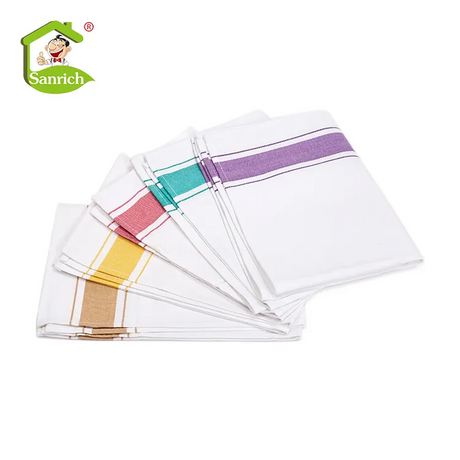 100% Cotton Stripe Tablecloth Napkins White Table Cover Napkins for Hotel