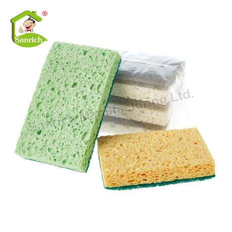 Eco Friendly Biodegradable Kitchen Cleaning Non Woven Fabric Cellulose Sponge Pad Wood Pulp Cotton Sponge