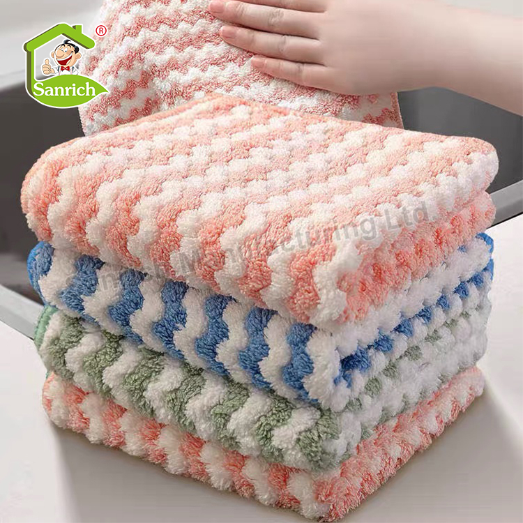 Coral Fleece Dishcloths Super Absorbent Cleaning Cloth Washing Rag