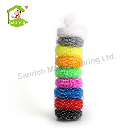 Multi Colors Household Daily Necessity Products Kitchen Cleaning Plastic Mesh Wire Scourer