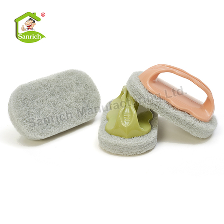 Deep Cleaning Scrub Brush Cleaning Scouring Sponge Pads with Handle for Bathroom Shower Tile Bathroom And Kitchen Surface