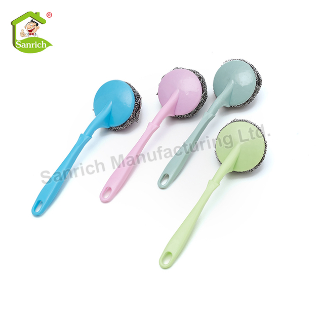 Replaceable Substitute Cleaning Ball Handle Dish Steel Wire Scourer Ball Stainless Steel China Scrubber with Handle