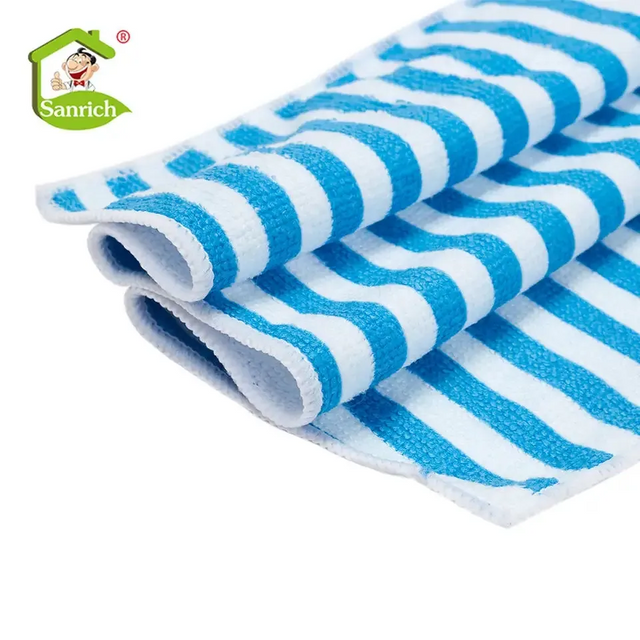Manufacturer OEM Stripe Designed with Microfiber Cloth Microfiber Kitchen Towels Dish Cloth Rags