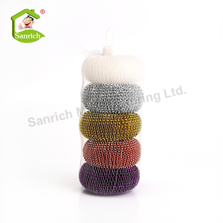 410 Ss 0.13mm Silver 5-100gram Wholesale Kitchen Galvanized Metal Brass Plated Spiral Wire Scourer Pot Cleaning Ball