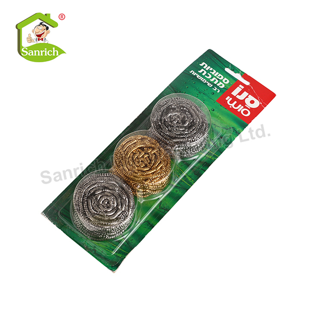 Customer's Designed Pack Household Pot Washing Tools Blister Card Scourer Metal Steel Wire Cleaning Ball