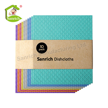 Custom Biodegradable Kitchen Towel Easy Clean Swedish Dishcloth Water Clean Cellulose Sponge Dish Cleaning Washing Cloths Set
