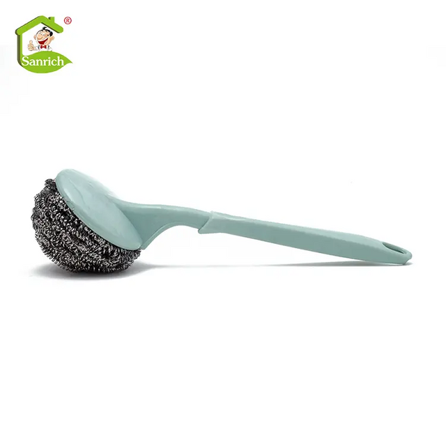 Handle Dish Steel Wire Ball Scouring Srubber Kitchen Washing Dish Cleaning Brush