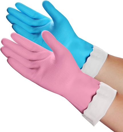 Kitchen Household Waterproof Oil Durable Gloves Resistant Warm Cotton Plush Lining Comfortable Cleaning Use PVC Glove