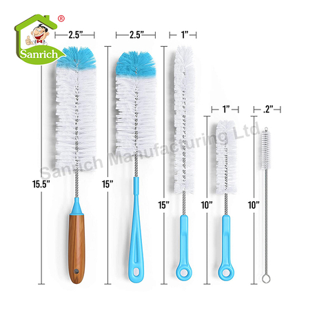 5 Pack Bottle Cleaning Brush Set Long Handle Bottle Cleaner for Washing Narrow Wine Beer Bottles