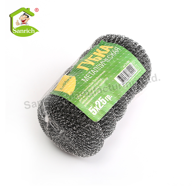 Kitchen Utensils SS 410 Scrubber Household Galvanized Iron Stainless Steel Wire Mesh Pot Spiral Metal Scourer