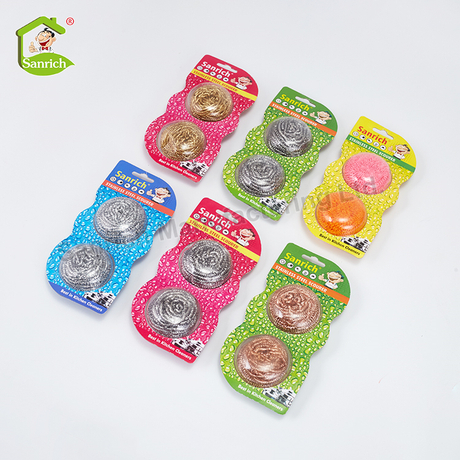 Multi-purpose Wire Wool Pot Scourer Scrubber for Cleaning Bowl Pot Stainless Steel Spiral Wire Scourer Ball Kitchen Scrubber