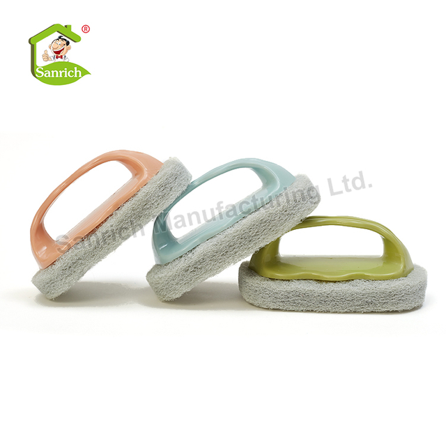 Deep Cleaning Scrub Brush Cleaning Scouring Sponge Pads with Handle for Bathroom Shower Tile Bathroom And Kitchen Surface