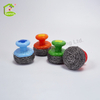 Household Cleaning Scrubbers Stainless Steel Hand Scourer Daily Necessities Metal Cleaning Ball With Short Handle