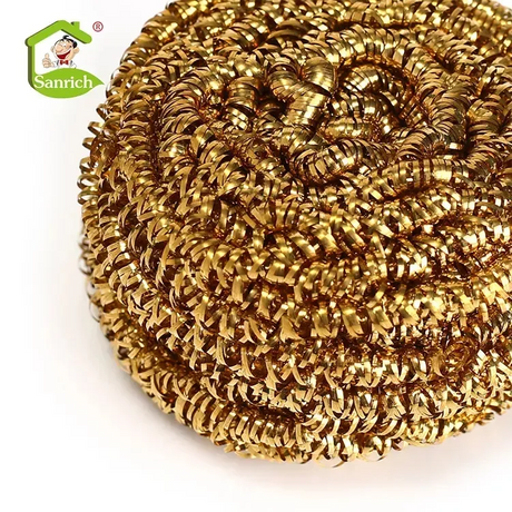 Brass Plating Stainless Steel Wire Scourer Disposable Cleaning Ball