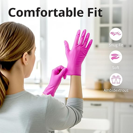 Non slip Nitrile Glove Waterproof Cleaning 100 PCS Box Purple Powder Free Disposable Nitrile Gloves for Household