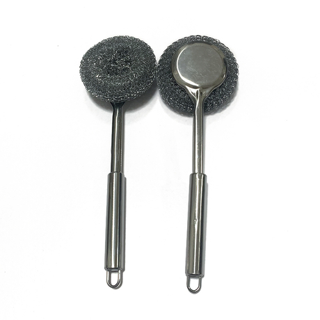 Strong Decontamination Cleaning Brush Long Handle Pot Brush Kitchen Pan Pot Dishes Cleaning Brush Steel Wire Metal Wool Scourer