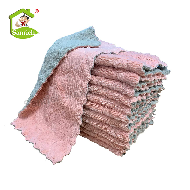 Coral Velvet Wave Pattern Dishcloth, Super Absorbent And Non-stick Oil  Kitchen Cleaning Cloth, Ionic Towel